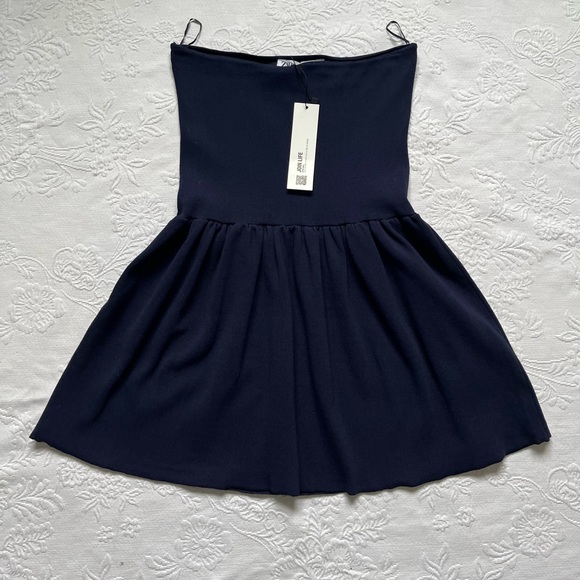 Zara Tops Nwt Zara Knit Peplum Top Navy Blue Size M Poshmark